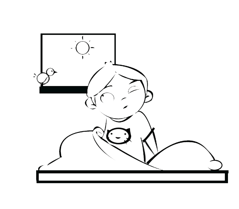 Imprimir dibujos para colorear : Niño despertando