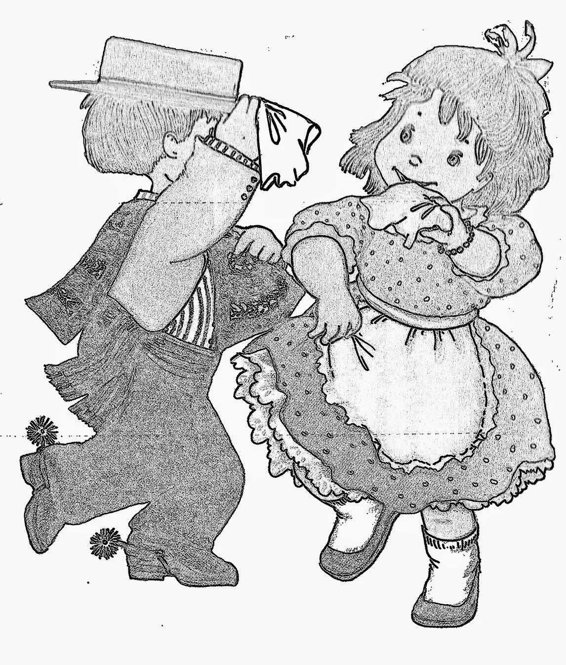 Dibujos de niños bailando cueca para colorear - Imagui