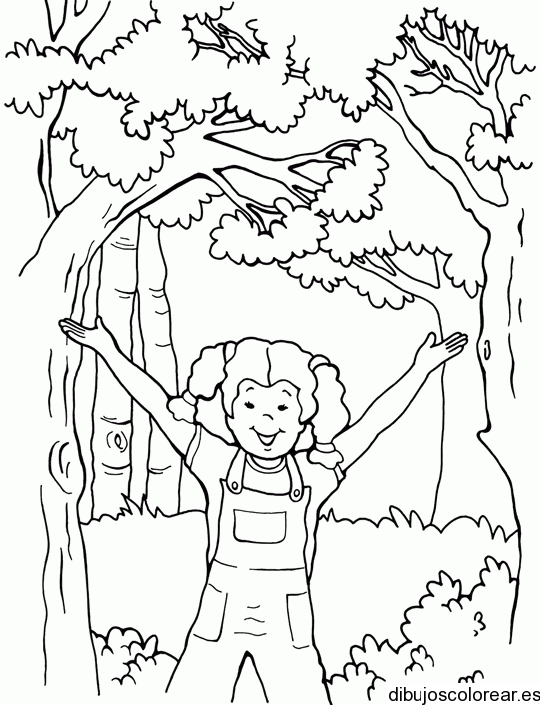 Dibujo de una niña en el bosque | Dibujos para Colorear Dibujo de una niña en el bosque | Dibujos para Colorear
