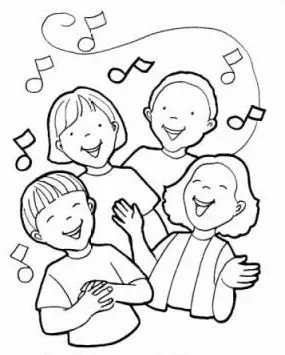 DIBUJOS DE NIÑOS CANTANDO PARA COLOREAR