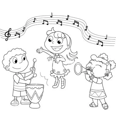 DIBUJOS DE NIÑOS CANTANDO PARA COLOREAR