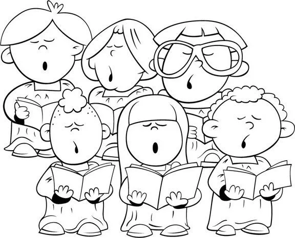 DIBUJOS DE NIÑOS CANTANDO PARA COLOREAR