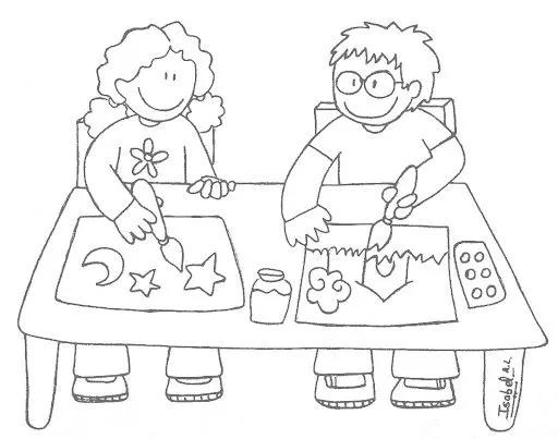 DIBUJOS DE NIÑOS COLOREANDO Y PINTANDO