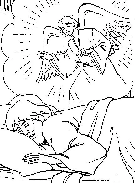 El Angel le habla a José para colorear ~ Dibujos Cristianos Para ...
