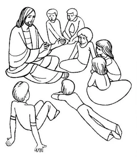 Imagen para colorear de Jesus con los niños - Imagui