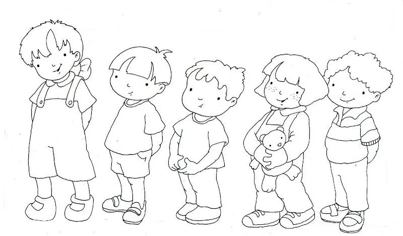 Dibujos de niños en fila para colorear - Imagui
