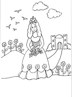  ... KIDS: Dibujo de una princesa y su castillo en la cima de la colina