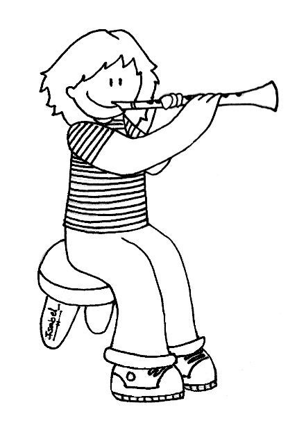Niño tocando la flauta ~ Dibujos para Colorear Infantil Niño tocando la flauta ~ Dibujos para Colorear Infantil