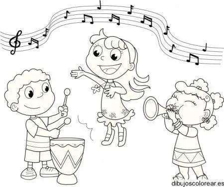 Dibujo de niños tocando instrumentos | Dibujos para Colorear Dibujo de niños tocando instrumentos | Dibujos para Colorear