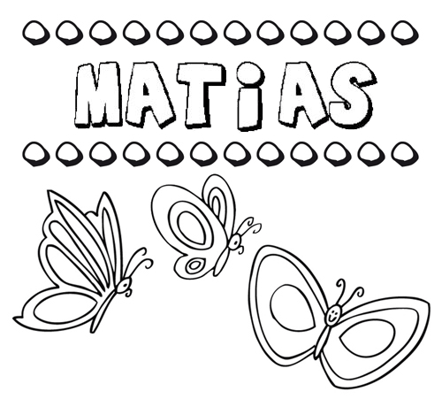Dibujos de los nombres. Nombre Matías para pintar, colorear e imprimir Dibujos de los nombres. Nombre Matías para pintar, colorear e imprimir