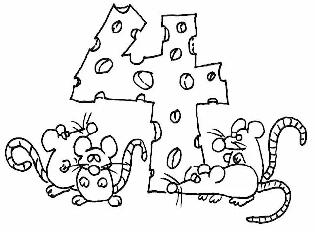 Dibujos del numero 4 para colorear - Imagui