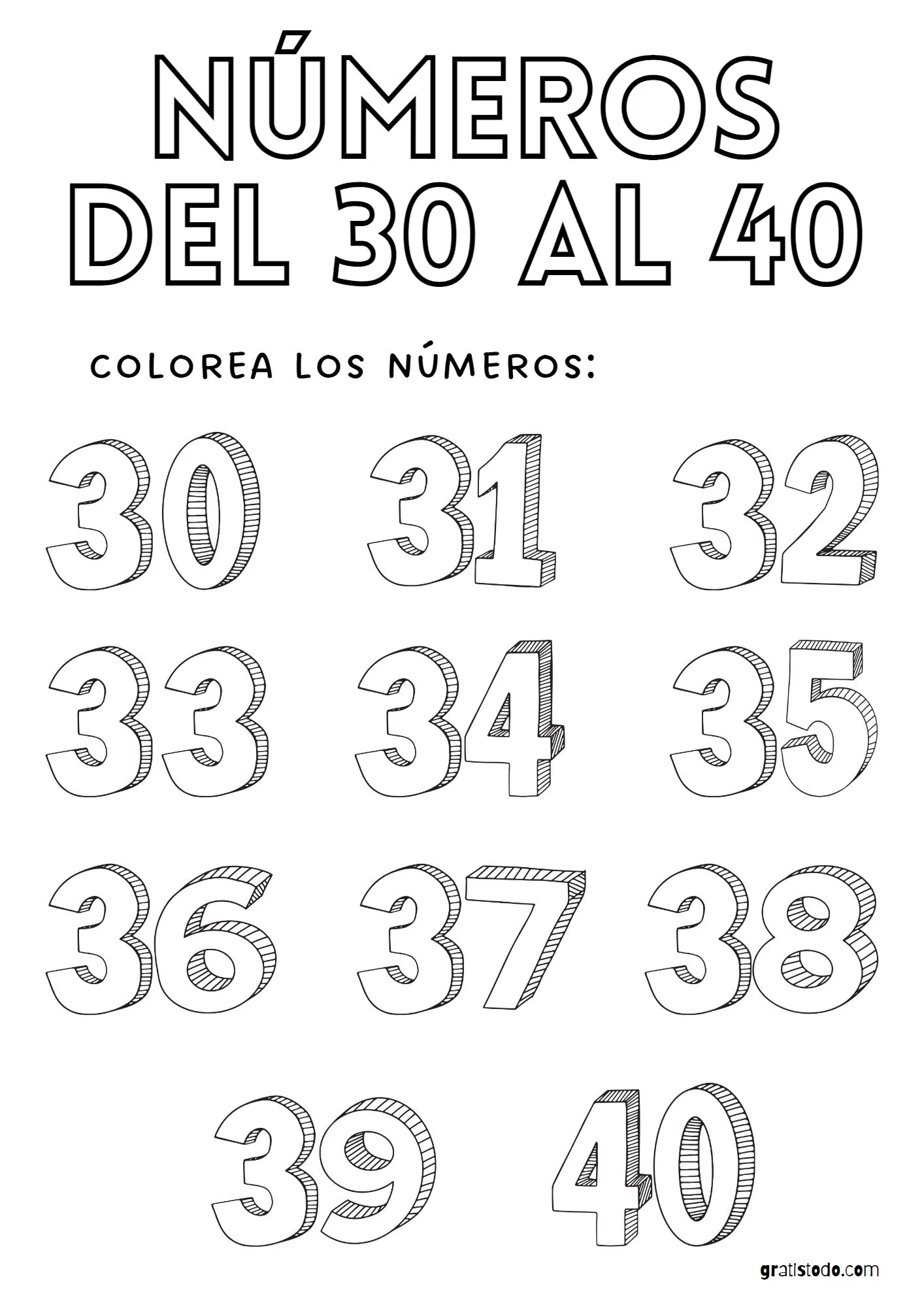 Dibujos Números del 1 al 100 para colorear e imprimir Dibujos Números del 1 al 100 para colorear e imprimir