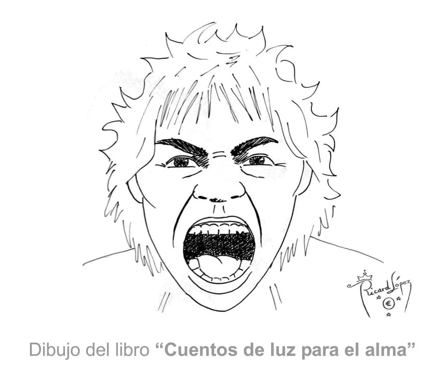 Dibujos muy originales para colorear: Dibujo de una persona gritando