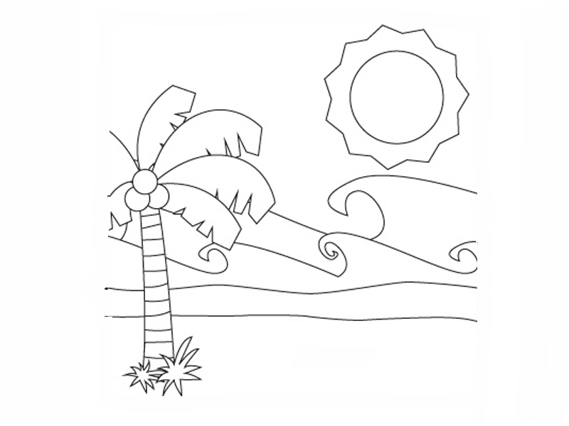 Dibujos de Palmera y sol para colorear