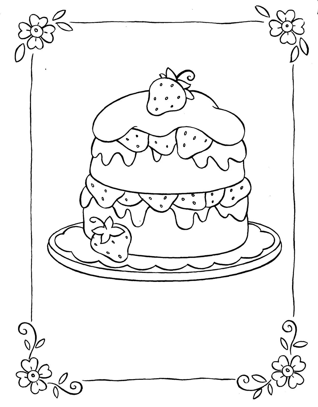 Dibujos para colorear: Dibujos para colorear - Pastel de fresas Dibujos para colorear: Dibujos para colorear - Pastel de fresas