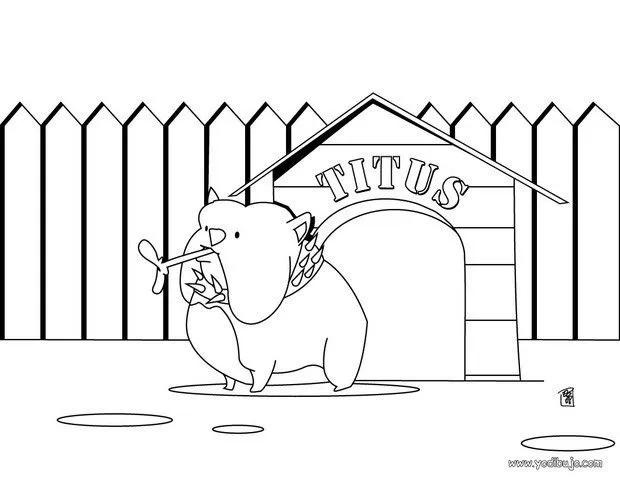 Dibujos PERROS para colorear, un perro Bulldog para imprimir