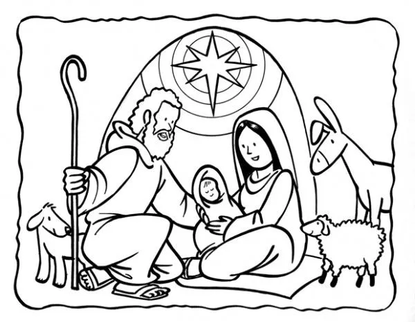 Dibujos de pesebres navideños para colorear: Belenes | Colorear ...