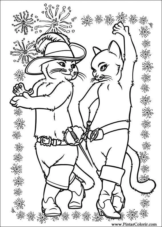 Dibujos para pintar y Color Botas Cat - Diseño de impresión 021 Dibujos para pintar y Color Botas Cat - Diseño de impresión 021