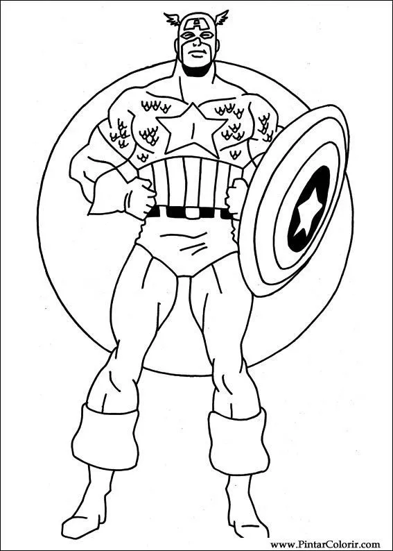 Dibujos para pintar y Color Captain America - Diseño de impresión 022 Dibujos para pintar y Color Captain America - Diseño de impresión 022
