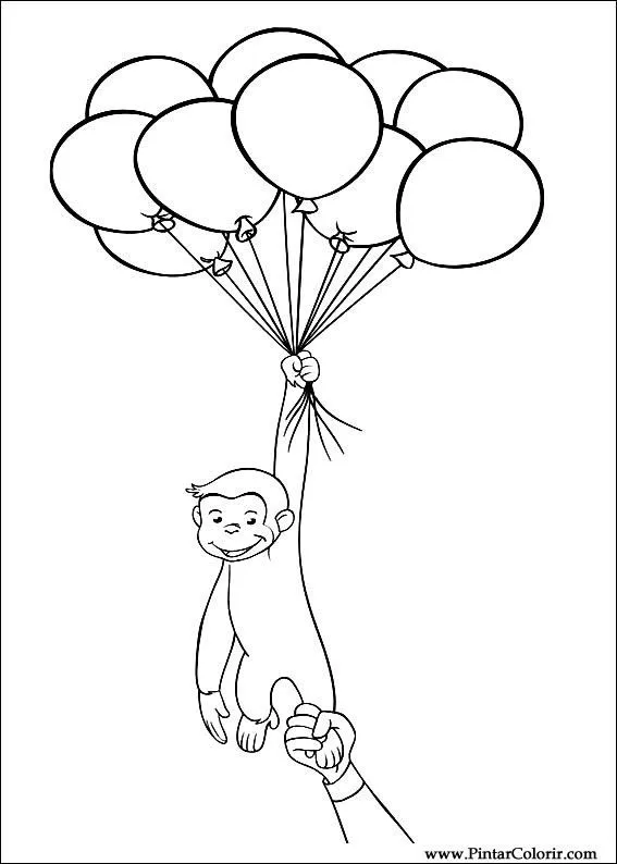 Dibujos para pintar y Color George curioso - Diseño de impresión 007