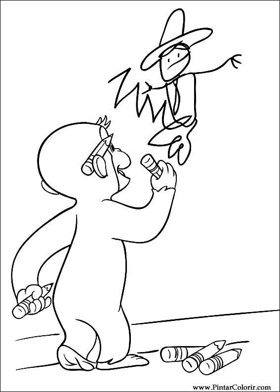 Dibujos para pintar y Color George curioso - Diseño de impresión 025