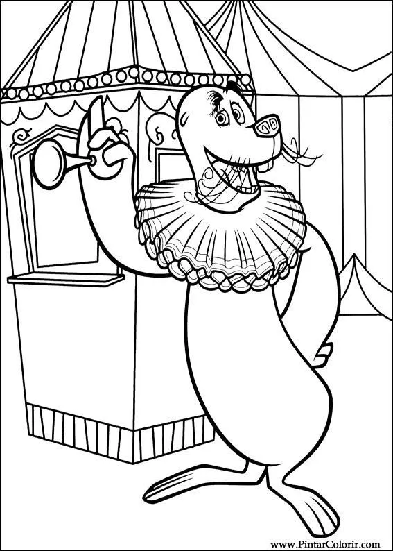 Dibujos para pintar y Color Madagascar 3 - Diseño de impresión 018