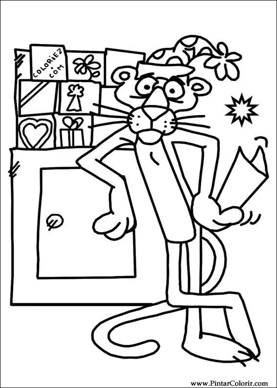 Dibujos para pintar y color pantera rosa en color Dibujos para pintar y color pantera rosa en color