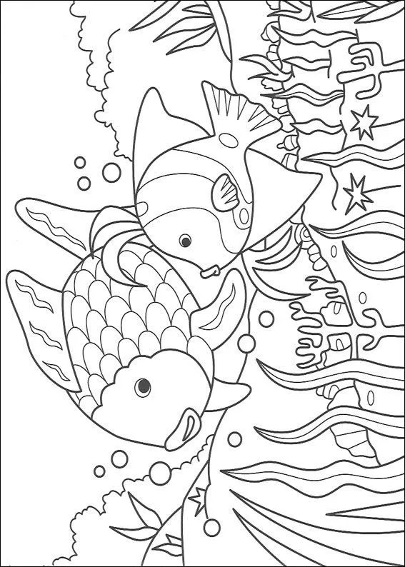 Dibujos para pintar y Color El Pez Arco Iris - Diseño de impresión 001 Dibujos para pintar y Color El Pez Arco Iris - Diseño de impresión 001