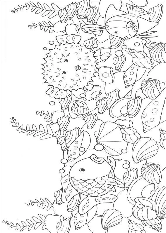 Dibujos para pintar y Color El Pez Arco Iris - Diseño de impresión 006 Dibujos para pintar y Color El Pez Arco Iris - Diseño de impresión 006