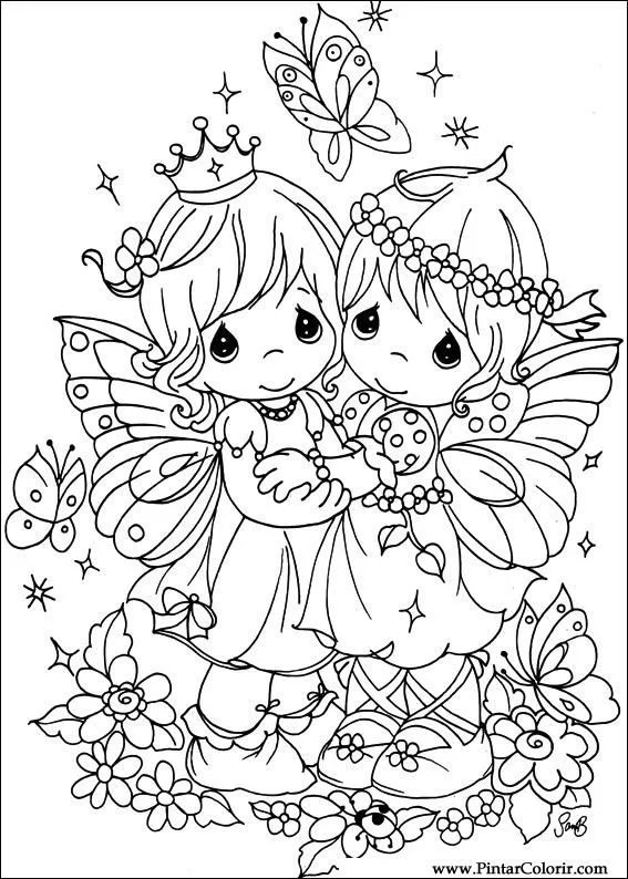 Dibujos para pintar y Color Precious Moments - Diseño de impresión 043