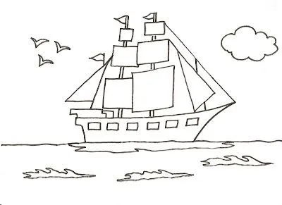 DIBUJOS PARA PINTAR Y COLOREAR DE BARCOS: BARCO A VELA DIBUJOS PARA PINTAR Y COLOREAR DE BARCOS: BARCO A VELA