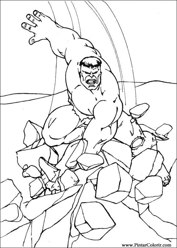 Dibujos para pintar y colorear Hulk - Diseño de impresión 098