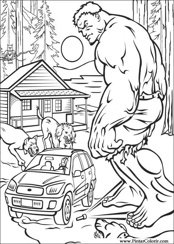 Dibujos para pintar y colorear Hulk - Diseño de impresión 011