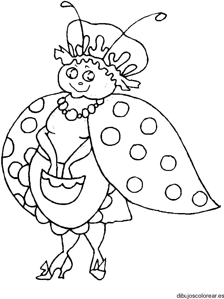 Dibujo de una mariquita con delantal | Dibujos para Colorear Dibujo de una mariquita con delantal | Dibujos para Colorear