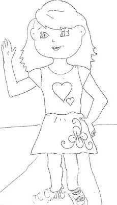 Dibujos para pintar: Dibujo nena saludando para colorear. Dibujos para pintar: Dibujo nena saludando para colorear.