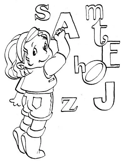 Dibujos para pintar: Niña escribiendo en el pizarrón. Dibujos para pintar: Niña escribiendo en el pizarrón.