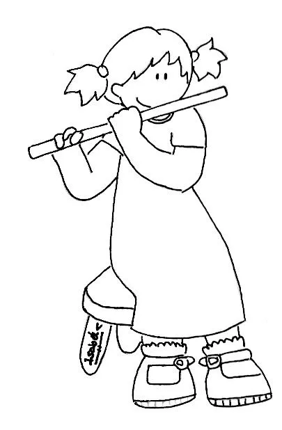 DIBUJOS PARA PINTAR NIÑOS TOCANDO INSTRUMENTOS MUSICALES