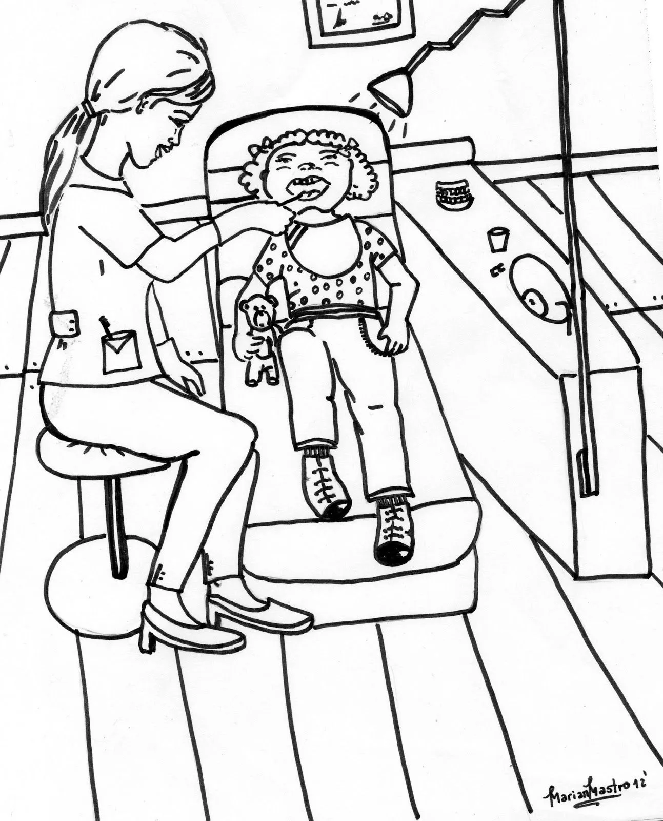 Dibujos para pintar: Oficios y profesiones para pintar: Dentista. Dibujos para pintar: Oficios y profesiones para pintar: Dentista.
