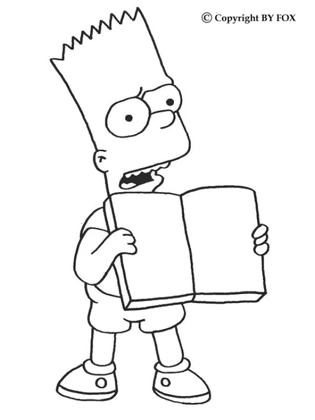 Dibujos para pintar LOS SIMPSON gratis, Bart con un libro para ... Dibujos para pintar LOS SIMPSON gratis, Bart con un libro para ...