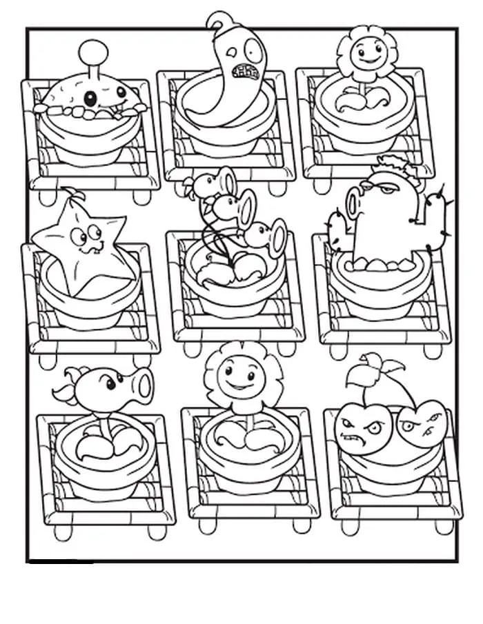 Dibujos de Plantas vs Zombies para Colorear. Todas las Partes: 1, 2, 3