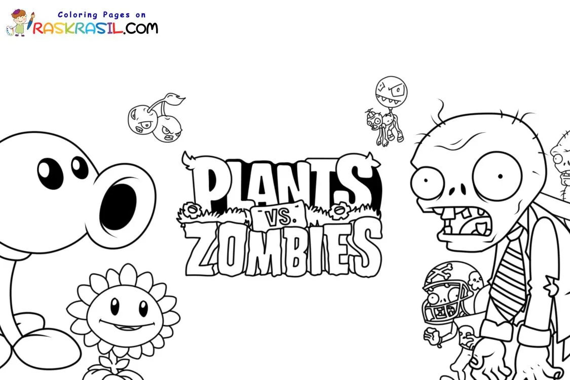 Dibujos de Plantas contra Zombis para Colorear Dibujos de Plantas contra Zombis para Colorear