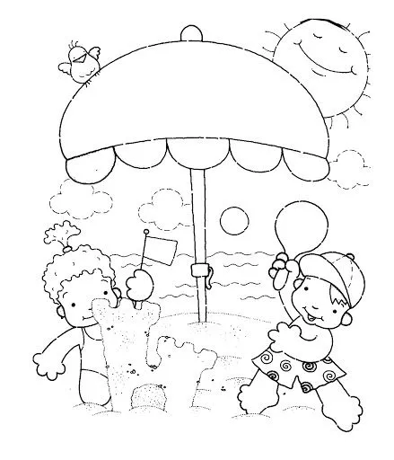 Dibujos de playa ,paisajes de la costa para colorear: Pintar el ...