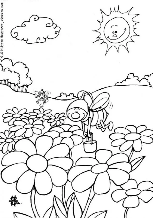 Dibujos de la primavera para pintar, Las abejas para imprimir Dibujos de la primavera para pintar, Las abejas para imprimir