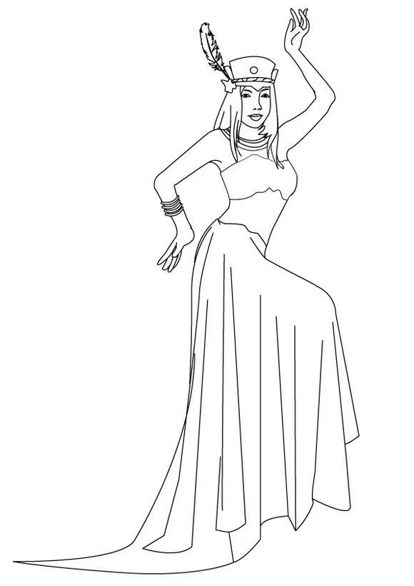 Dibujos de PRINCESAS para colorear, Princesa India para imprimir Dibujos de PRINCESAS para colorear, Princesa India para imprimir