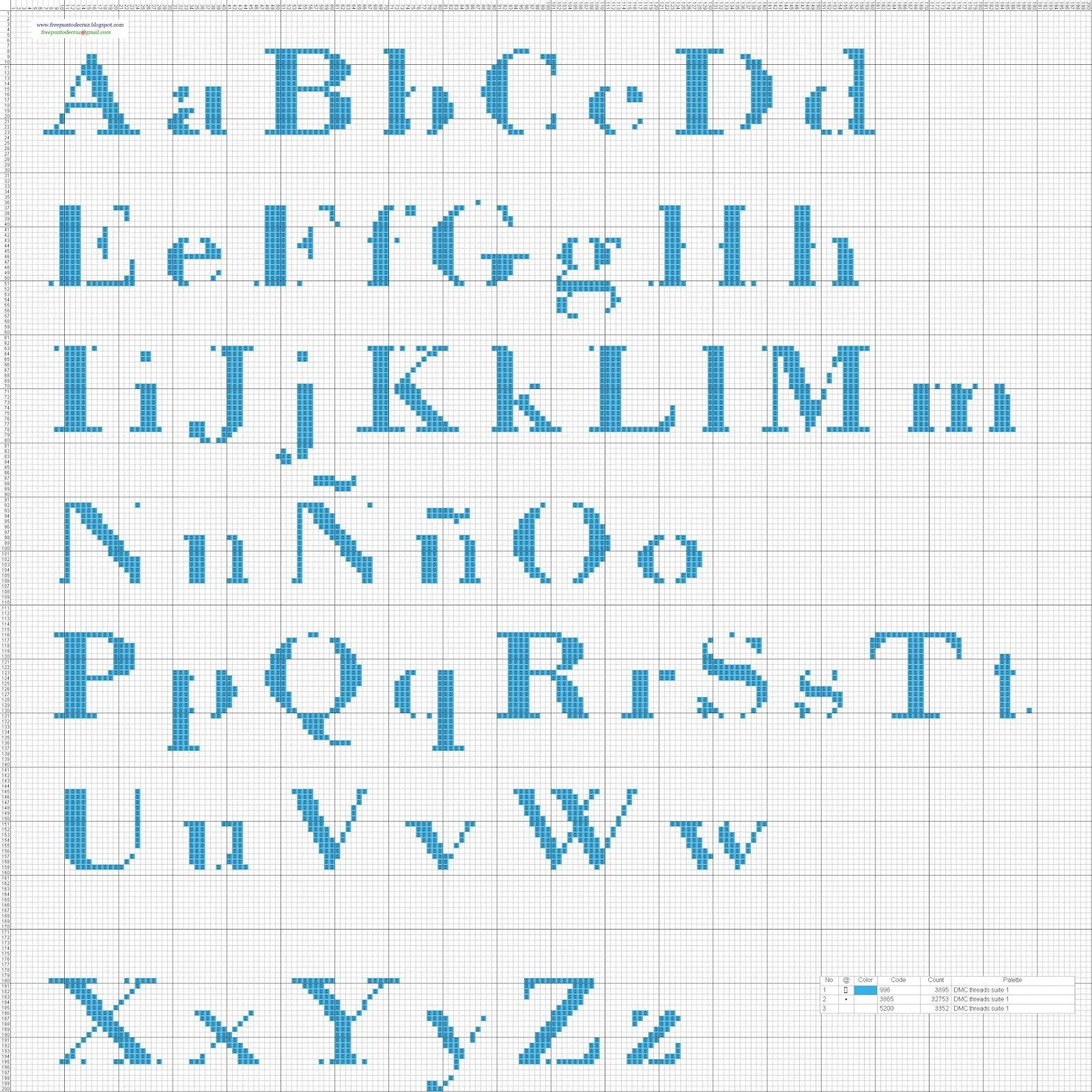 Dibujos Punto de Cruz Gratis: Abecedario - Punto de cruz Dibujos Punto de Cruz Gratis: Abecedario - Punto de cruz
