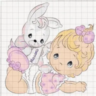 Dibujos Punto de Cruz Gratis: Bebe Precious Moments - Punto de cruz