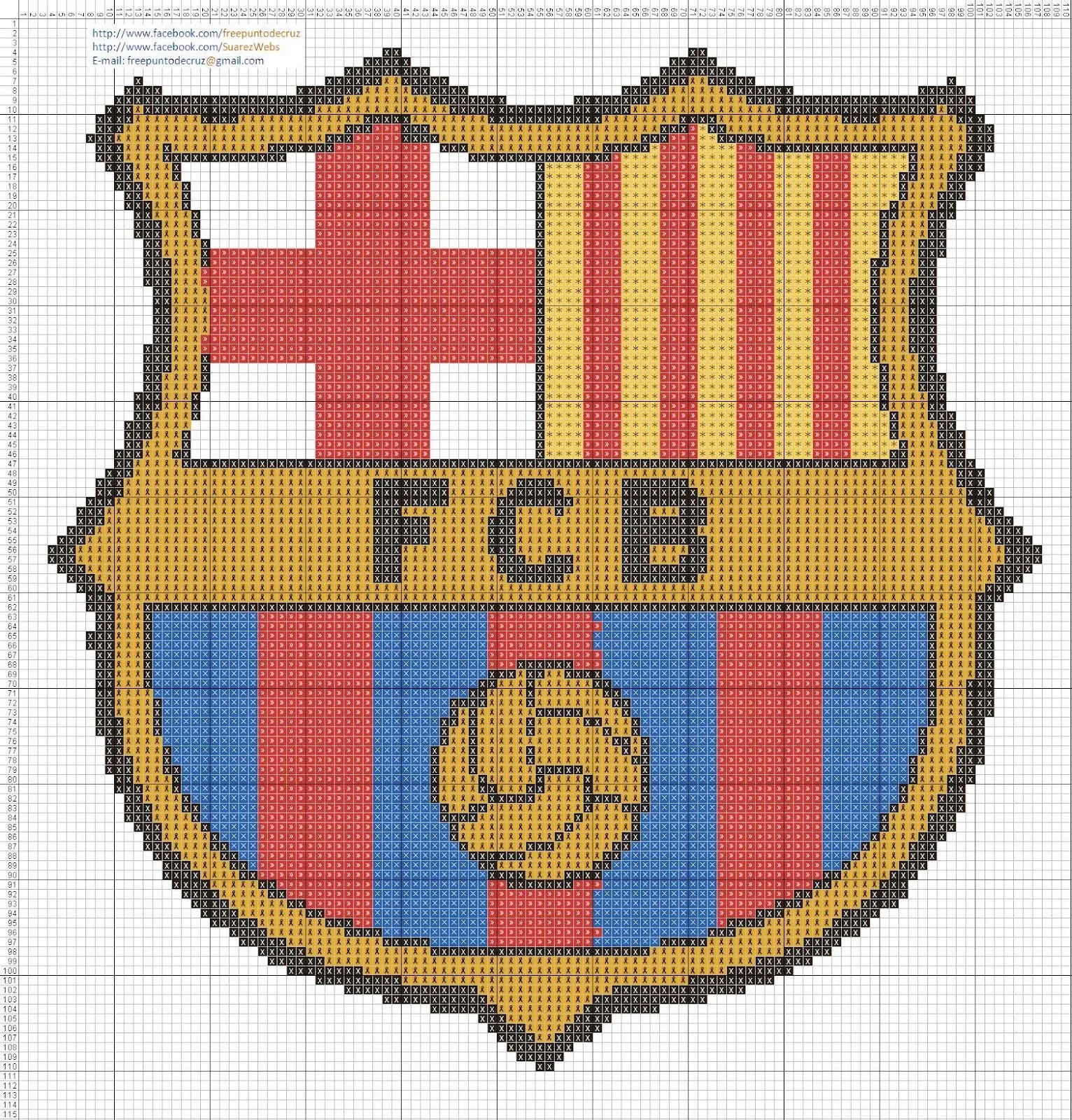 Dibujos Punto de Cruz Gratis: Escudo Barcelona punto de cruz Dibujos Punto de Cruz Gratis: Escudo Barcelona punto de cruz