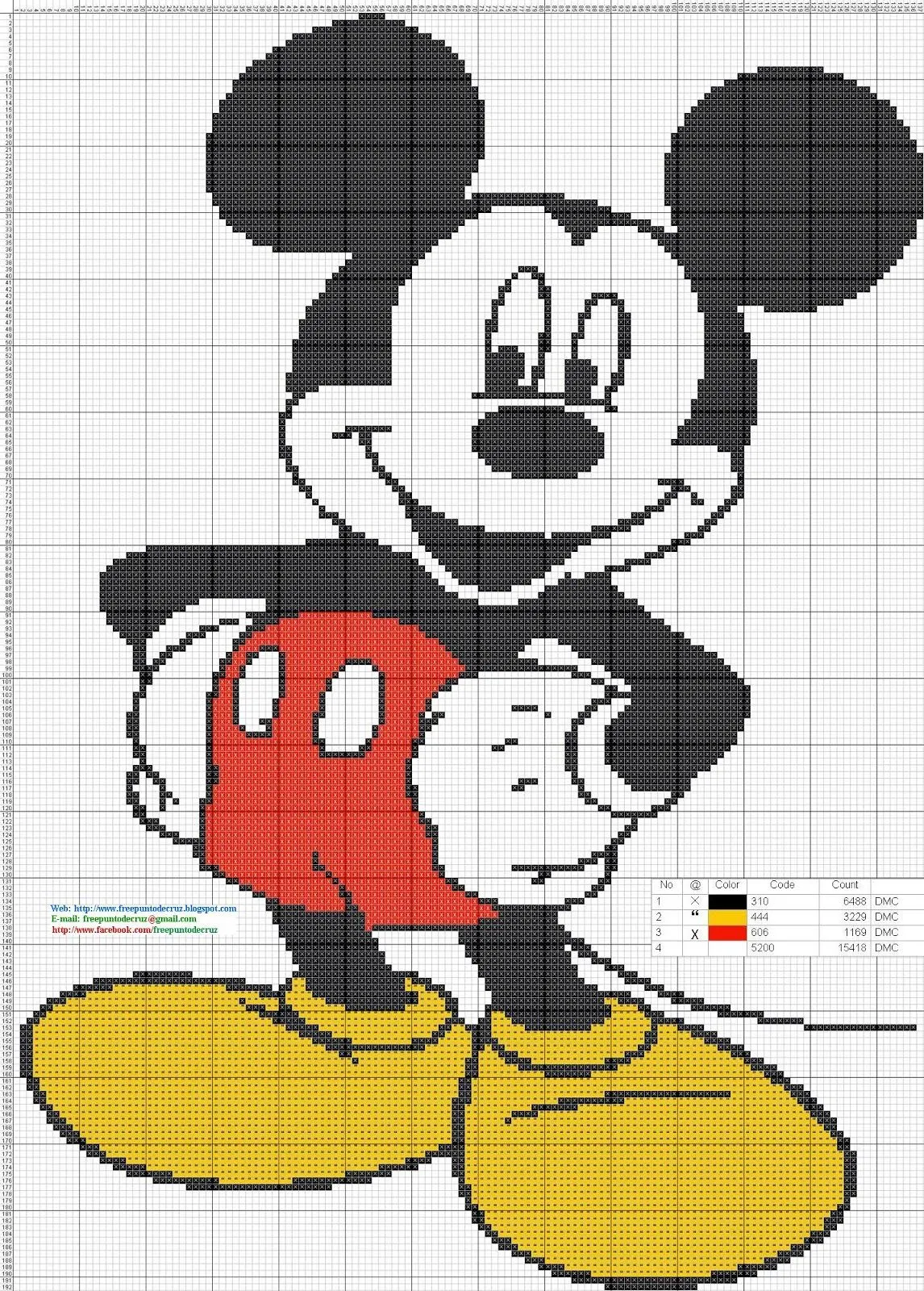 Dibujos Punto de Cruz Gratis: Mickey Mouse Cross Stitch Pattern ... Dibujos Punto de Cruz Gratis: Mickey Mouse Cross Stitch Pattern ...