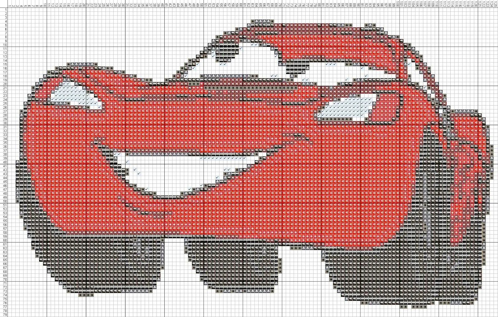 Dibujos Punto de Cruz Gratis: Rayo mcqueen - Punto de crúz Dibujos Punto de Cruz Gratis: Rayo mcqueen - Punto de crúz