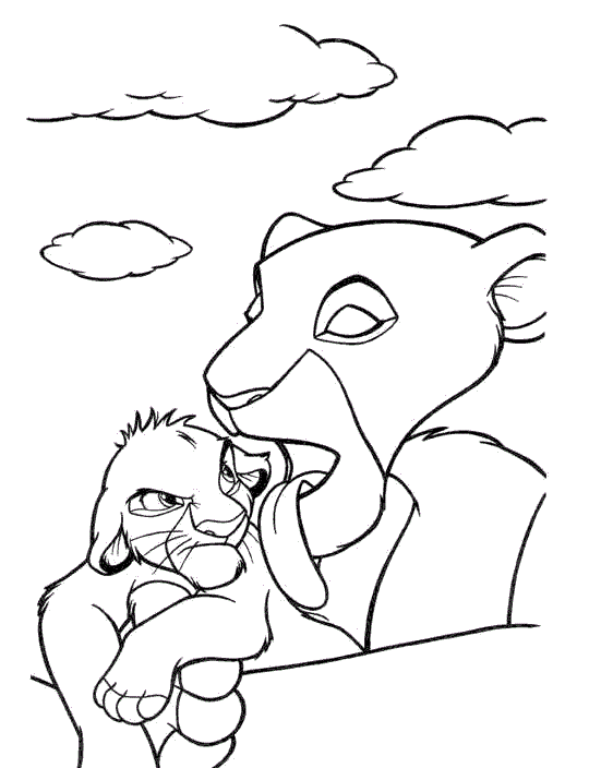 Sarabi limpiando a Simba